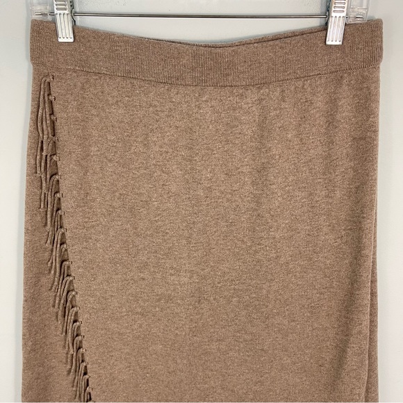 Carlisle PER SE Cotton Cashmere Blend Fringed Faux Wrap Skirt Size M - Picture 2 of 11
